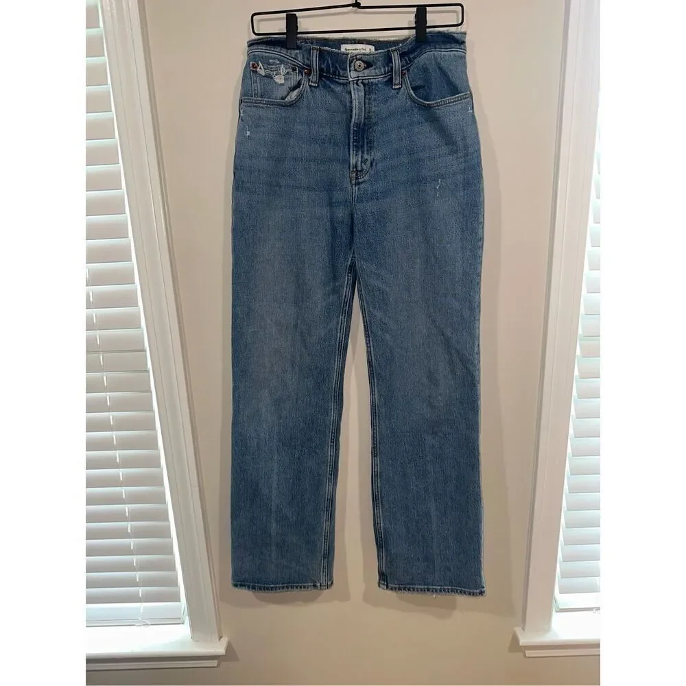 Abercrombie & Fitch 90's Relaxed High Rise Jean 6R Medium Wash - Picture 2 of 4